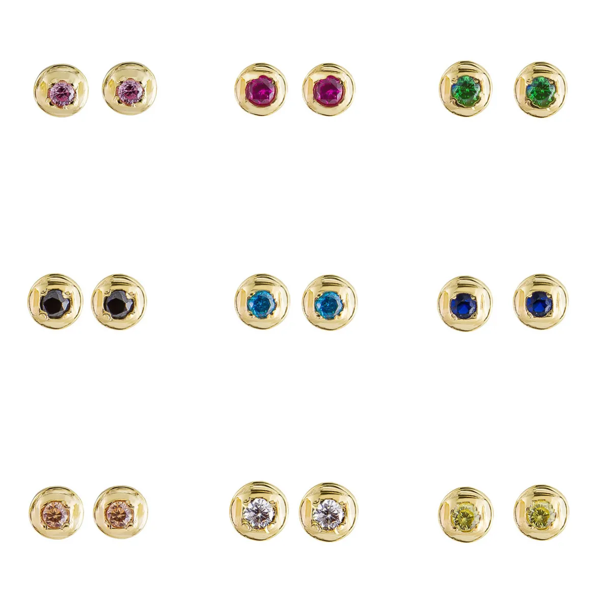 Tomfoolery Round Gold Plated Gem Studs Sale