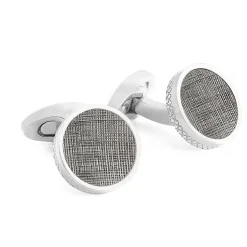 Tomfoolery Round Textured Titanium Cufflinks Clearance