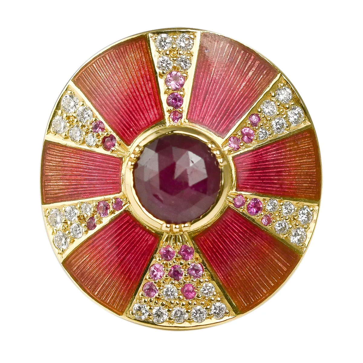 Tomfoolery Ruby Diamond Pinwheel Art Ring Clearance