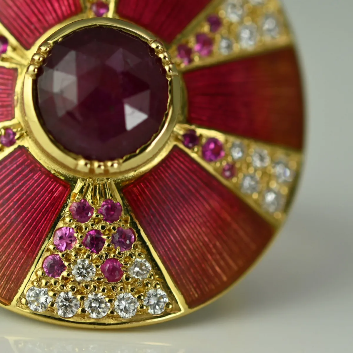 Tomfoolery Ruby Diamond Pinwheel Art Ring Clearance