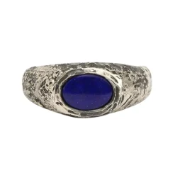 Tomfoolery Rustic Lapiz Lazuli Signet Ring Clearance