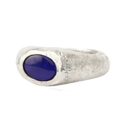 Tomfoolery Rustic Lapiz Lazuli Signet Ring Clearance