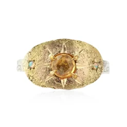 Tomfoolery Rustic Yellow Sapphire & Opal Star Ring Hot