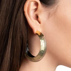 Tomfoolery Sage Luminous Lucite Edged Hoops Online