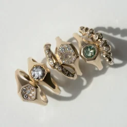 Tomfoolery Salt & Pepper Diamond Faceted Signet Ring Outlet