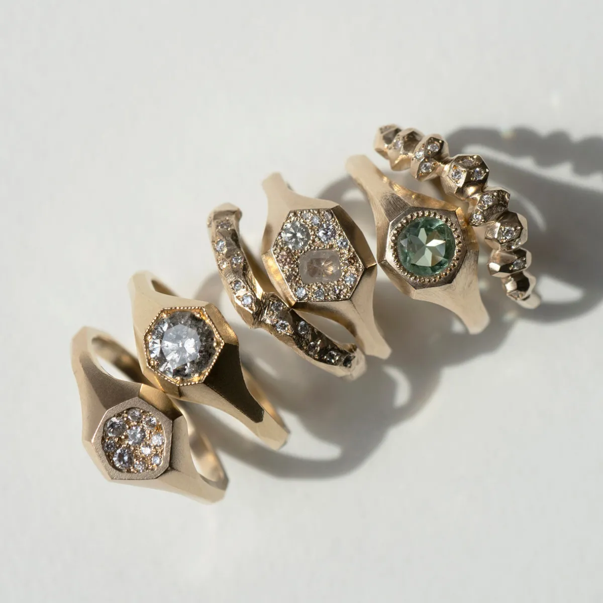 Tomfoolery Salt & Pepper Diamond Faceted Signet Ring Outlet