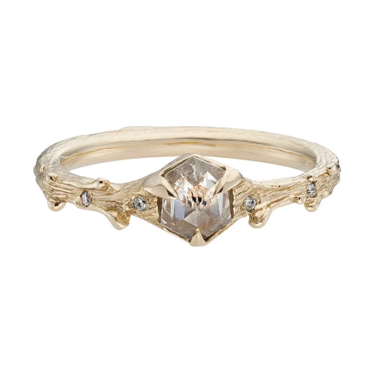 Tomfoolery Salt & Pepper Hex Diamond Hawthorn Ring Outlet