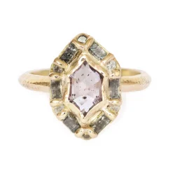 Tomfoolery Salt & Pepper Hexagon Halo Ring Discount