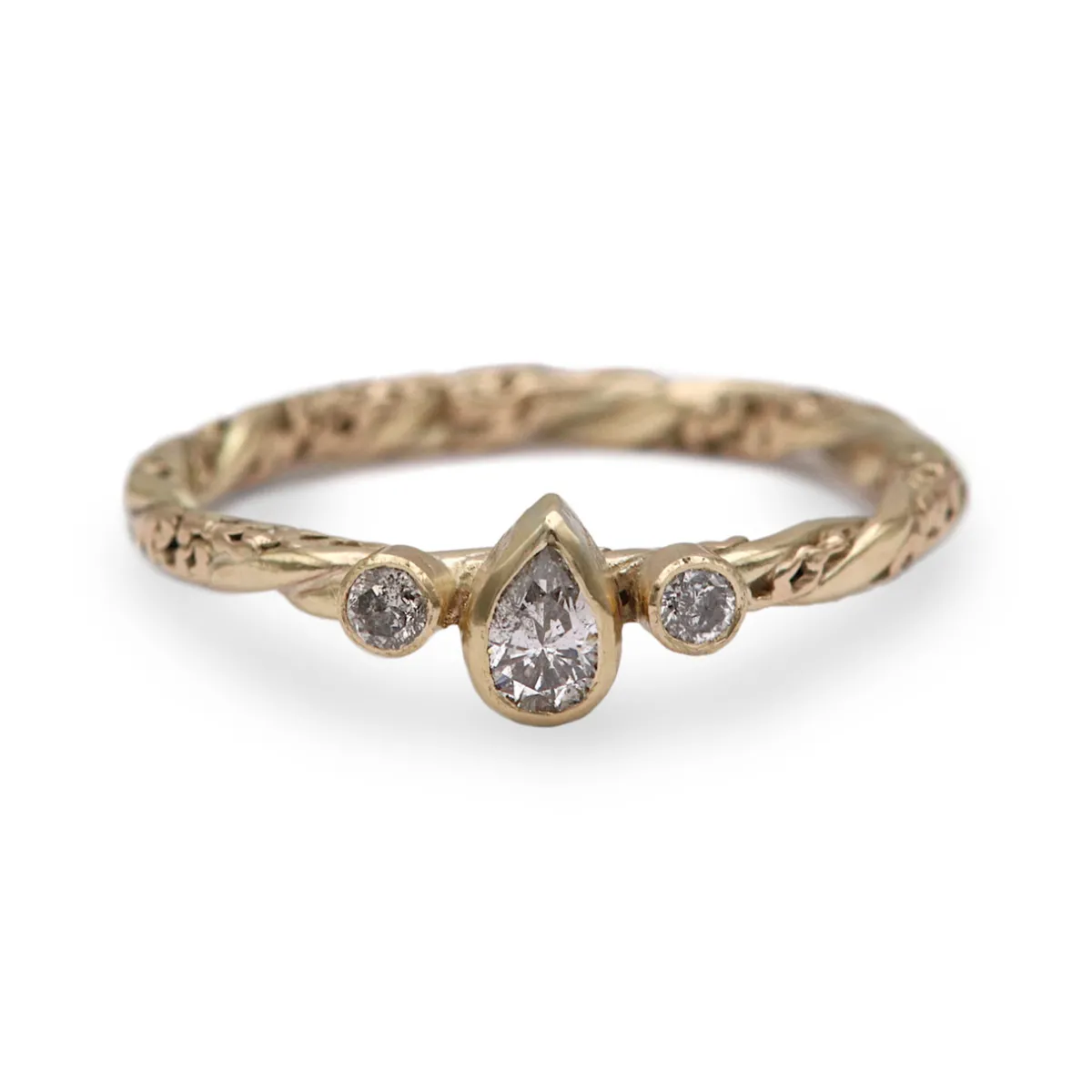 Tomfoolery Salt & Pepper Pear Diamond Trilogy Ring Fashion