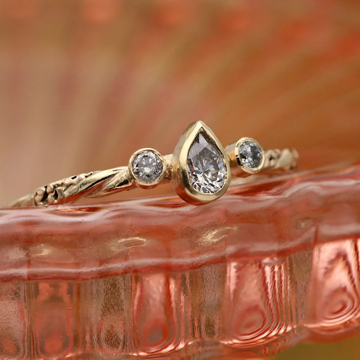 Tomfoolery Salt & Pepper Pear Diamond Trilogy Ring Fashion