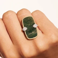 Tomfoolery Sangha Aventurine Statement Ring New
