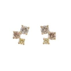 Tomfoolery Scatter Trio Champagne Diamond Studs New
