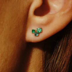 Tomfoolery Scatter Trio Emerald Studs Clearance