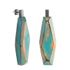 Tomfoolery Sea Green and Orange Faceted Wood Earrings(Out of Stock) Clearance