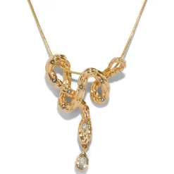 Tomfoolery Serpent Crystal Drop Necklace New