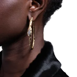 Tomfoolery Serpent Crystal Hoop Earrings Outlet