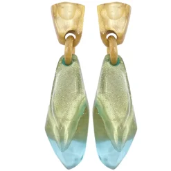 Tomfoolery Shade Resin Drop Earrings in Fjord Green New
