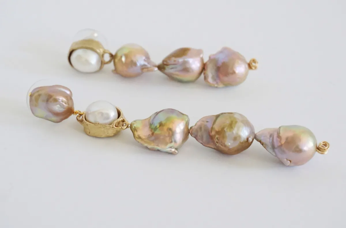 Tomfoolery She is Radiant Blush Pearl Earrings Discount