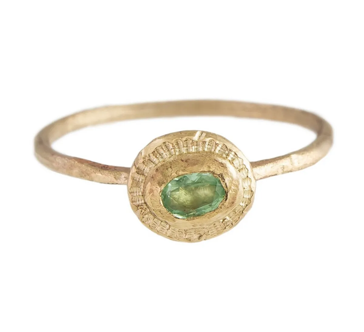 Tomfoolery ‘She Sits By The Ocean’ Thin 14ct Yellow Gold & Paraiba Tourmaline Ring Hot