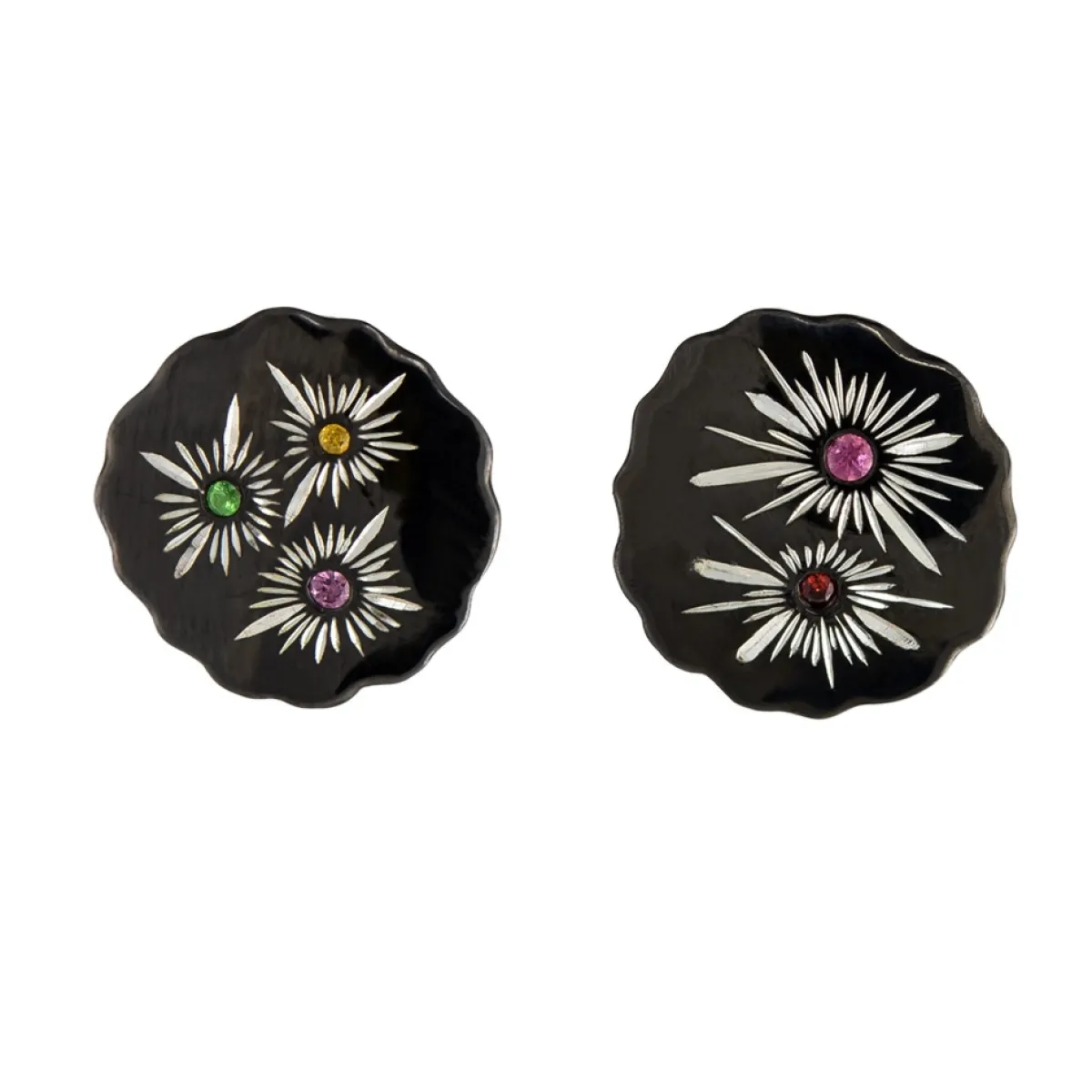 Tomfoolery Shooting Stars Black Silver Studs Earrings Hot