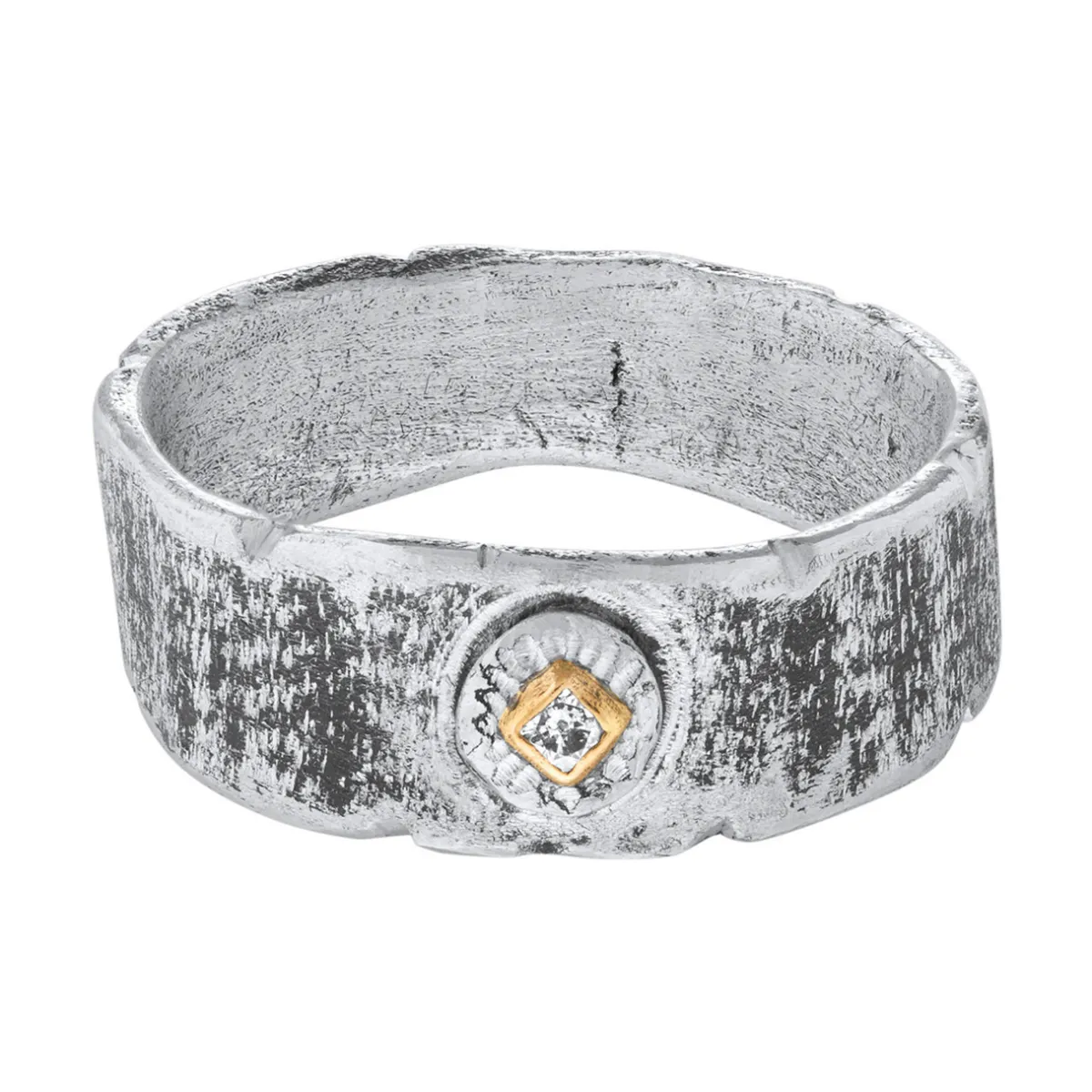 Tomfoolery Signature Wedding Band in Silver & 14ct Yellow Gold Fashion