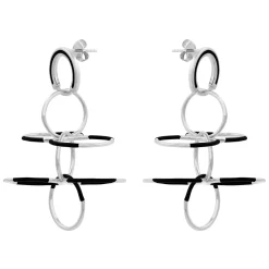 Tomfoolery Silver & Black Circle Fluttering Wings Earrings Best
