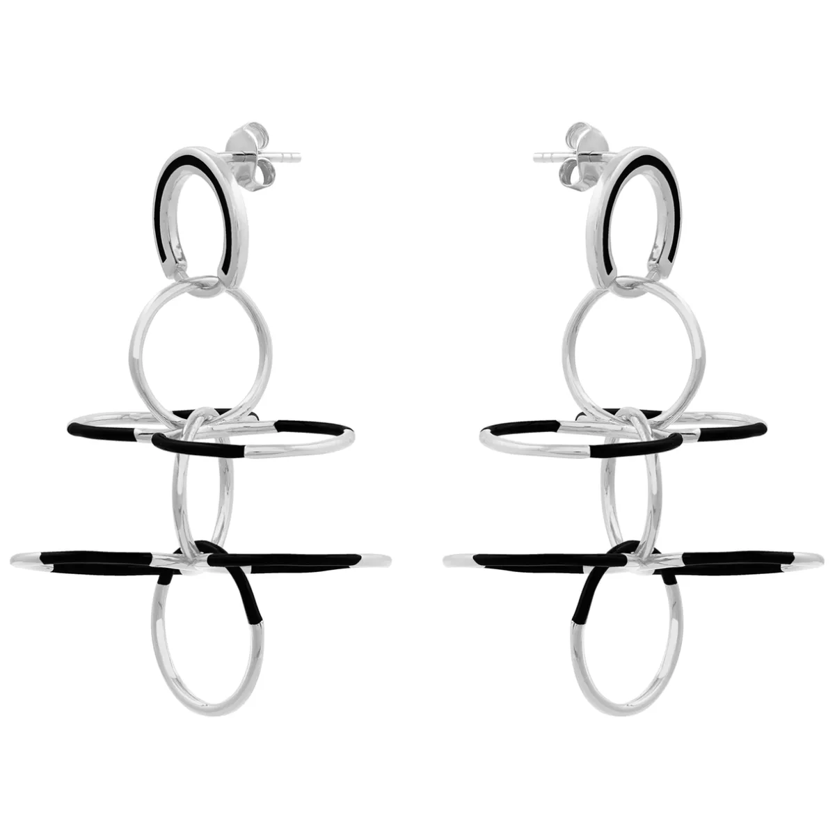 Tomfoolery Silver & Black Circle Fluttering Wings Earrings Best