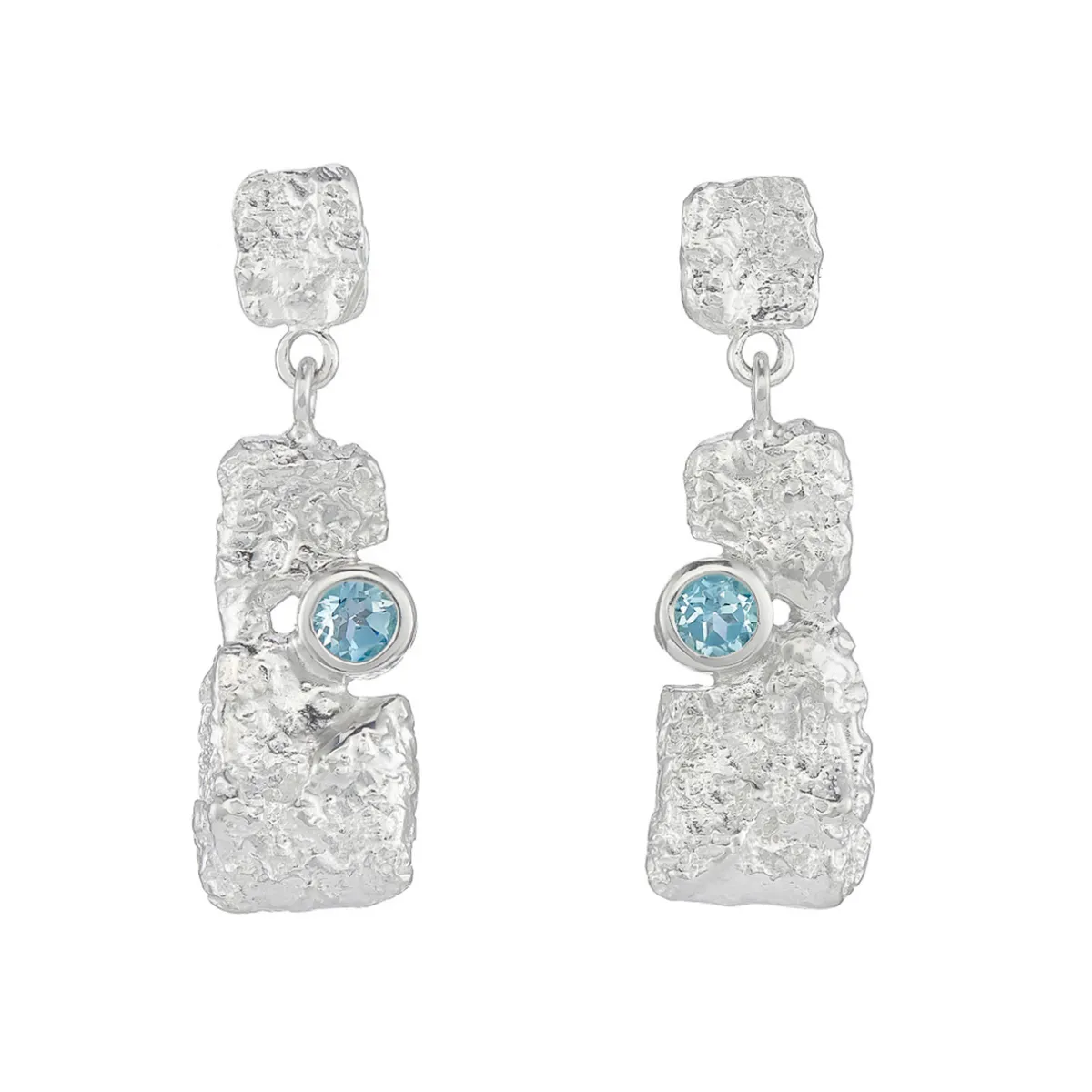 Tomfoolery Silver & Blue Topaz Irregular Drop Earrings Best
