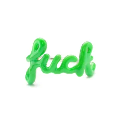 Tomfoolery Silver & Enamel Neon Green ‘Fuck’ Ring Outlet
