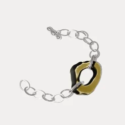 Tomfoolery Silver & Glass High Tide Oval Chain Bracelet Hot