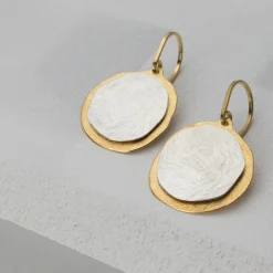 Tomfoolery Silver & Gold Double Circle Drop Earrings Best