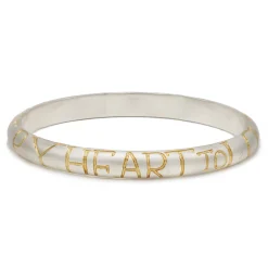 Tomfoolery Silver & Gold Etched “Every Heart To Love Will Come” Bangle Sale