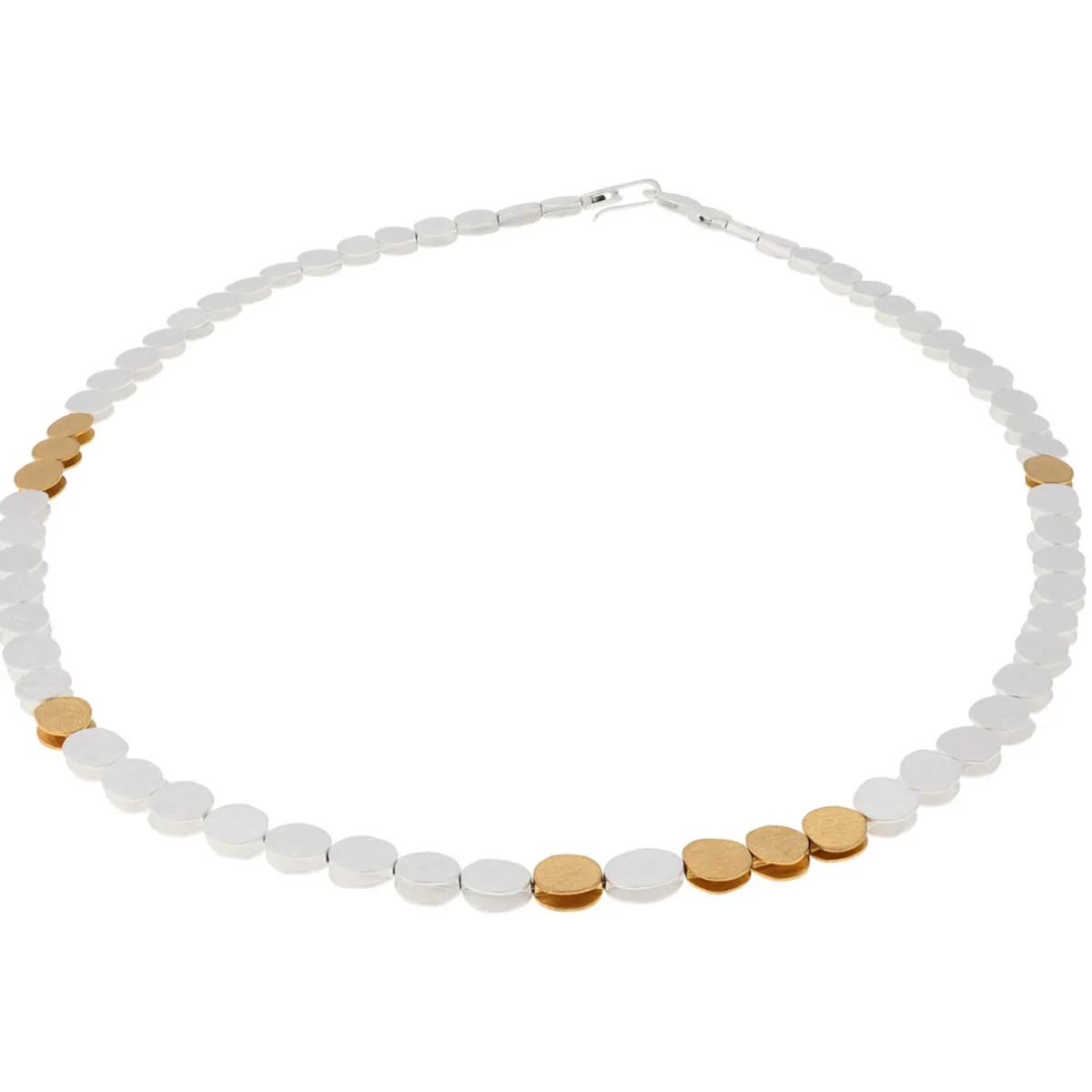 Tomfoolery Silver & Gold Plated Textured Oval Necklace Best