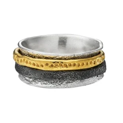 Tomfoolery Silver & Gold Spinning Wide Wrap Ring Online