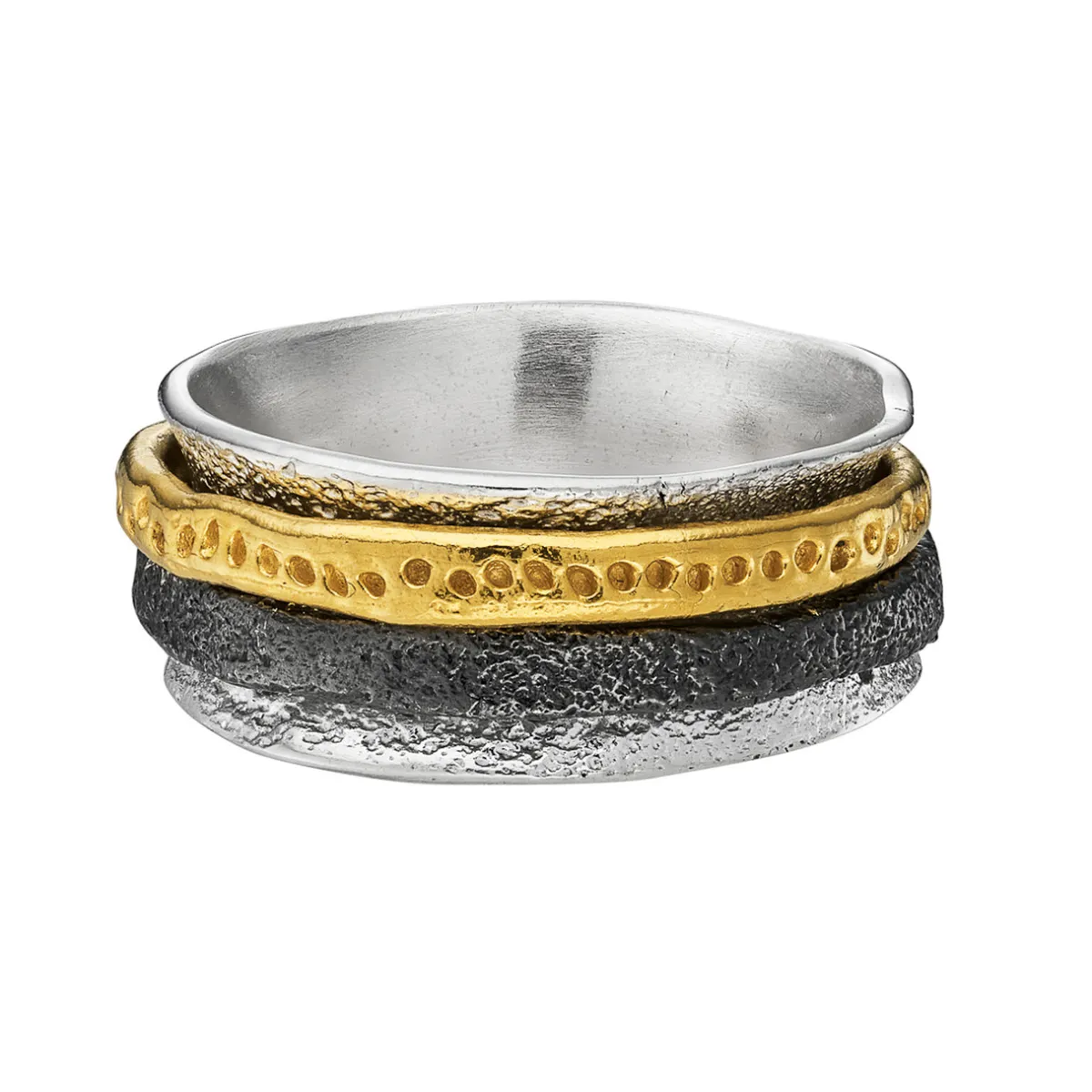 Tomfoolery Silver & Gold Spinning Wide Wrap Ring Online