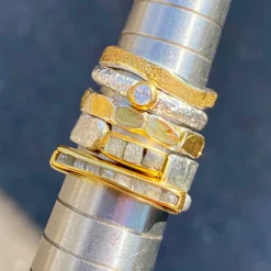 Tomfoolery Silver & Gold Textured Wave Band Sale
