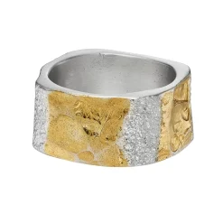 Tomfoolery Silver & Gold Wide Square Ring Sale