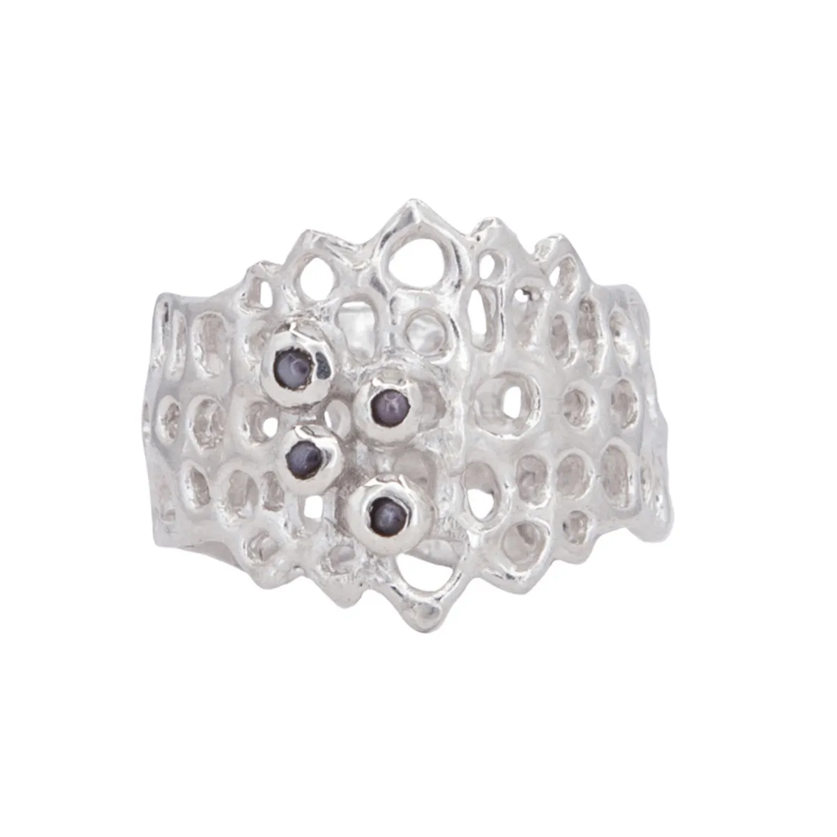 Tomfoolery Silver & Pearl Wide Coral Ring Online