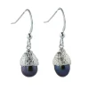 Tomfoolery Silver & Purple Pearl Acorn Drop Earrings Hot
