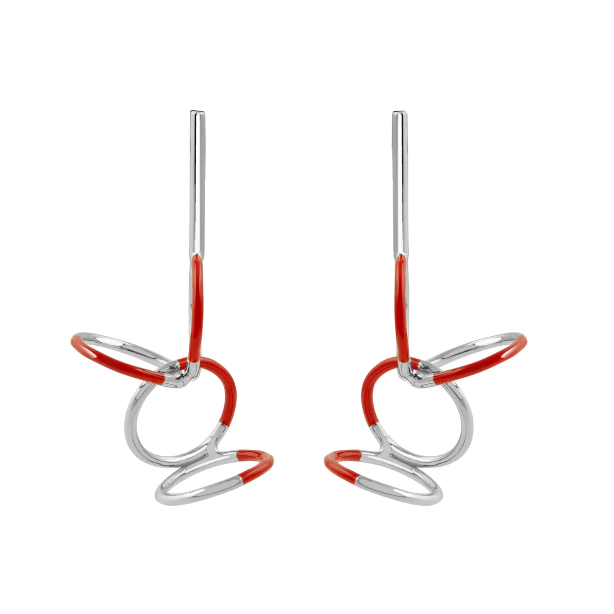 Tomfoolery Silver & Red Circle Butterfly Earrings Outlet