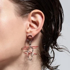 Tomfoolery Silver & Red Circle Fluttering Wings Earrings Discount