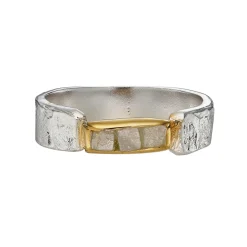 Tomfoolery Silver & Rough Diamond Three Stone Ring Outlet
