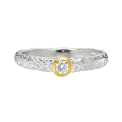 Tomfoolery Silver & White Sapphire Textured Ring Hot