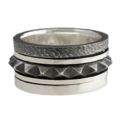 Tomfoolery Silver and Oxidised Silver Spinke Spinning Ring Outlet