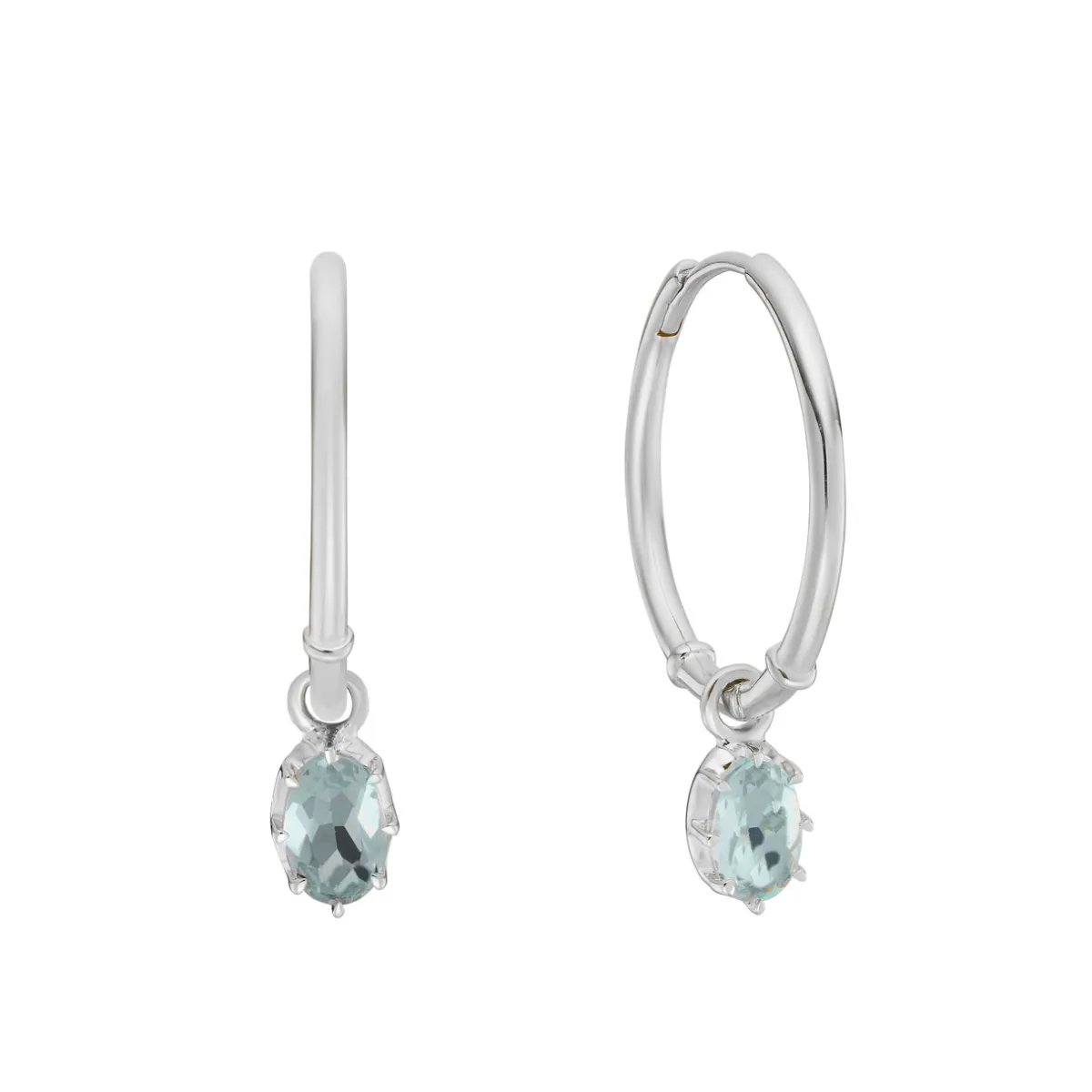 Tomfoolery Silver Aquamarine Drop Hoop Earrings Sale