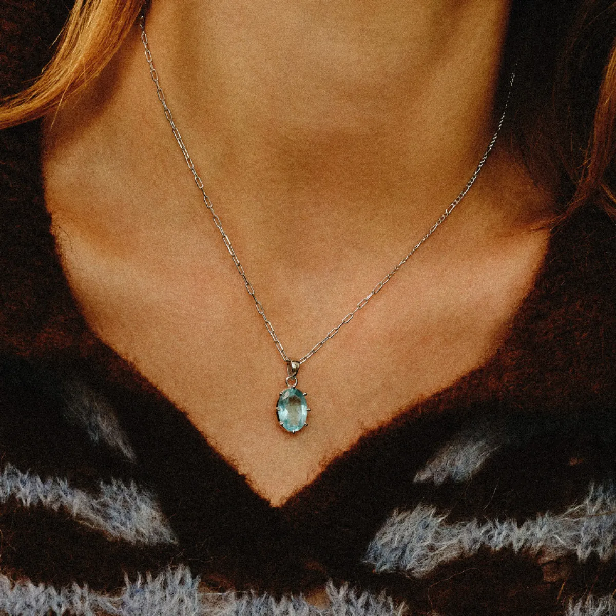 Tomfoolery Silver Aquamarine Pendant Sale