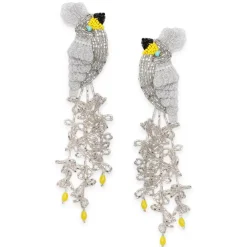 Tomfoolery Silver Cardinal Beaded Earrings Fashion