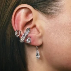 Tomfoolery Silver Clear Mixed Hybrid Mini Drop Ear Cuff Best