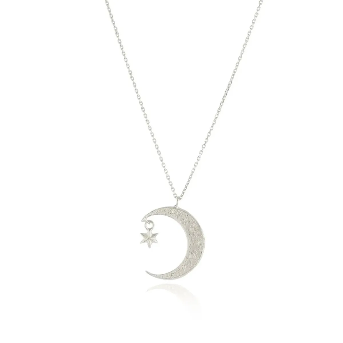 Tomfoolery Silver Crescent Moon & Star Pendant Sale
