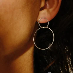 Tomfoolery Silver Drop Hoop Drop Stud Outlet